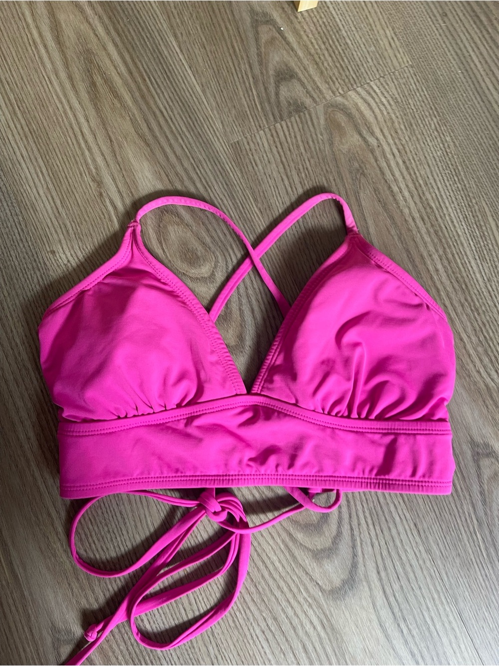 Athleta Crisscross Tie-Back Bikini Top Size S Barbie athletic Yoga Swim Summer - Picture 4 of 12